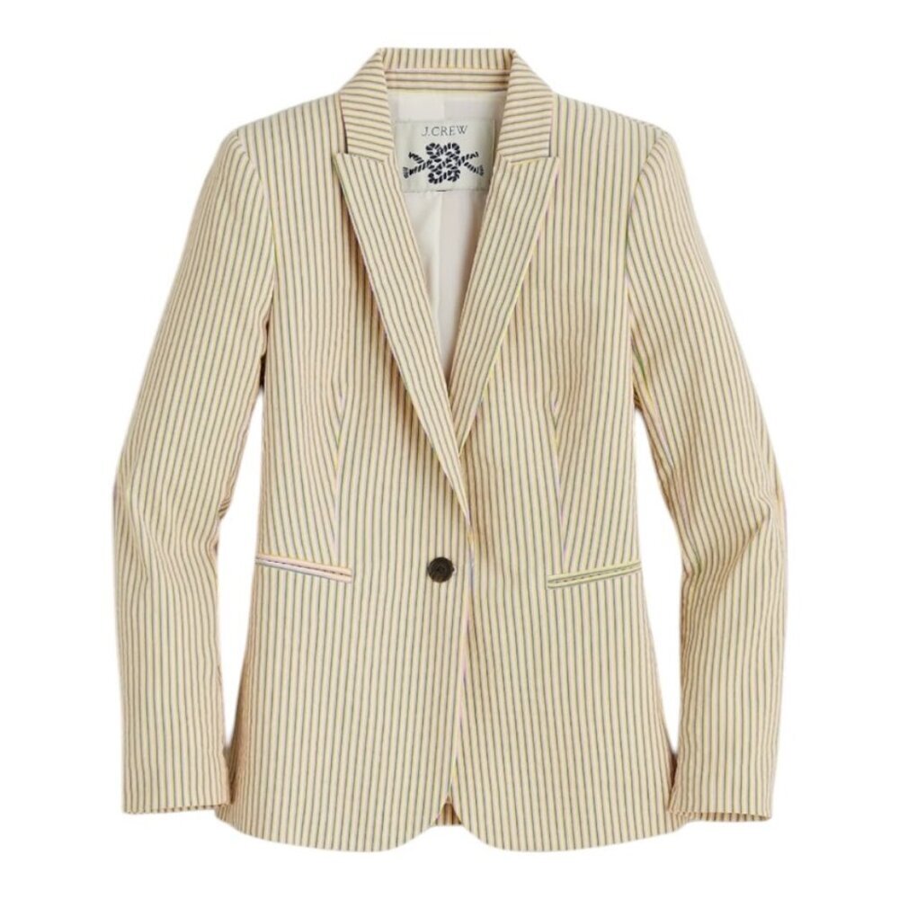 J. Crew Parke Classic Blazer In Seersucker Multi‎color Stripe Size 8